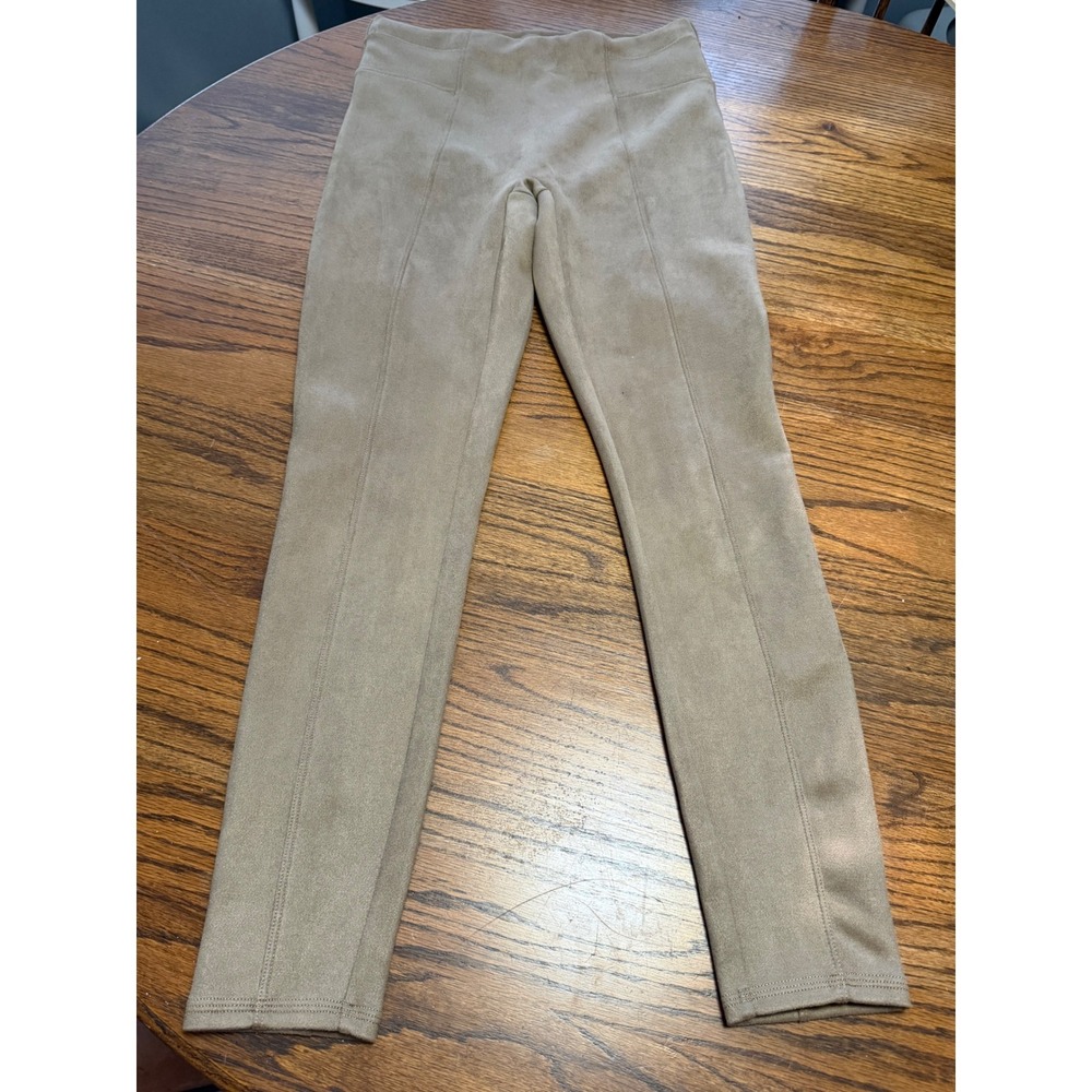 Spanx Faux Suede Leggings Camel Tan High Waisted Seamed Front Size Medium 20380R - Picture 1 of 7